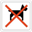 Ταμπέλα "Απαγορεύεται η είσοδος σε ζώα" ανοξείδωτη αυτοκόλλητη 14*14 εκατοστά