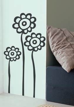 Αυτοκόλλητα τοίχου μονόχρωμα λουλούδια (γραμμικό σχέδιο) σε ρολό 70*100 εκατοστά