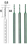 Τρυπανάκια υψηλής ταχύτητας HSS Ø0,8 χιλιοστών σε στέλεχος Ø2,35 σετ 3 τεμαχίων - Κάντε κλικ στην εικόνα για να κλείσει