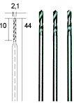 Τρυπανάκια υψηλής ταχύτητας HSS Ø2,1χιλιοστών σε στέλεχος Ø2,35 σετ 3 τεμαχίων