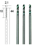 Τρυπανάκια υψηλής ταχύτητας HSS Ø2,1χιλιοστών σε στέλεχος Ø2,35 σετ 3 τεμαχίων - Κάντε κλικ στην εικόνα για να κλείσει