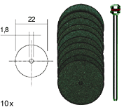 Δίσκοι κοπής Ø22 χιλιοστών σε στέλεχος Ø2,35 σετ 10 τεμαχίων & άξονας