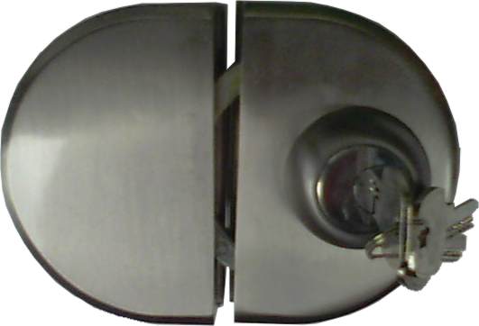 Πρόσθετη κλειδαριά κρυστάλλινης πόρτας καταστημάτων νίκελ ματ με 3 κλειδιά