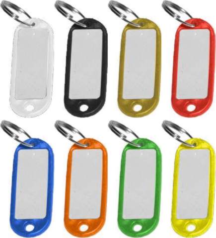 Μπρελόκ κλειδιών πλαστικά με ετικέτα σε 8 διαφορετικά χρώματα