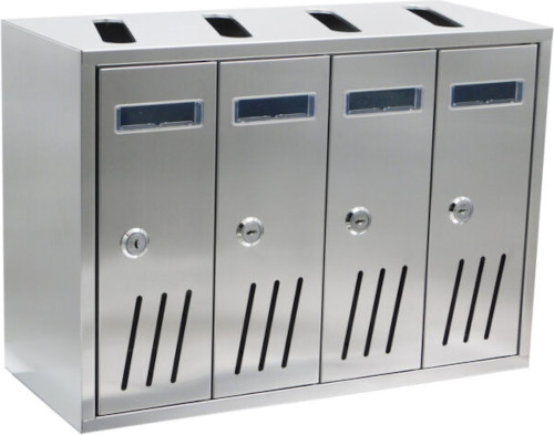 Στήλη μεταλλικών γραμματοκιβωτίων ασημί